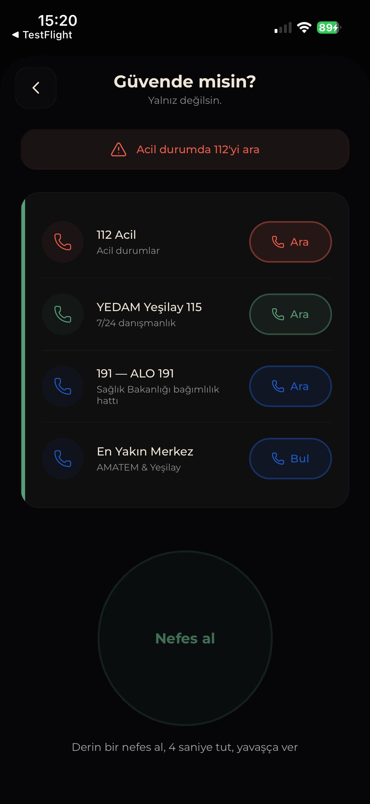 Fealvia kriz kiti ekranı